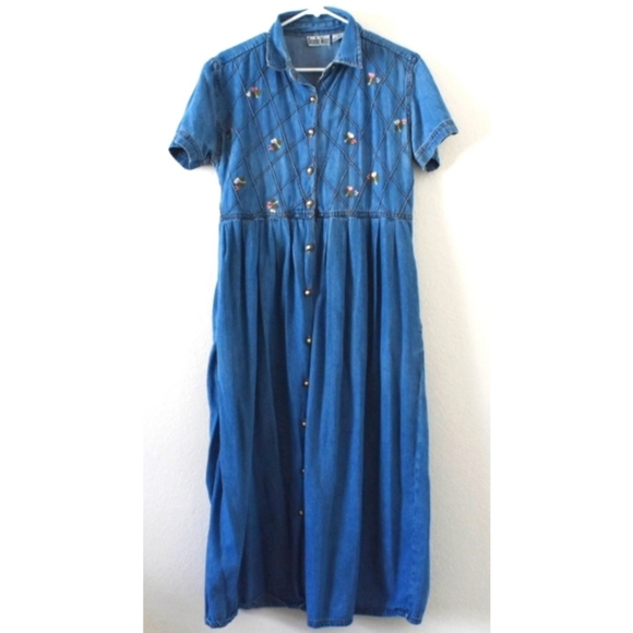 Vintage denim embroidered dress - Picture 1 of 6